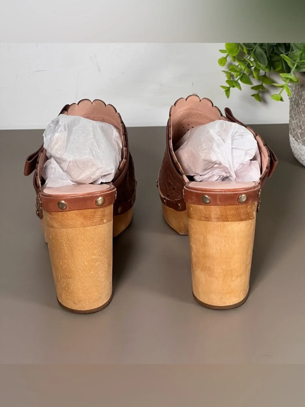 Kate Spade Cala Brown Leather Heel Clogs Women’s Size 9 - Picture 3 of 9